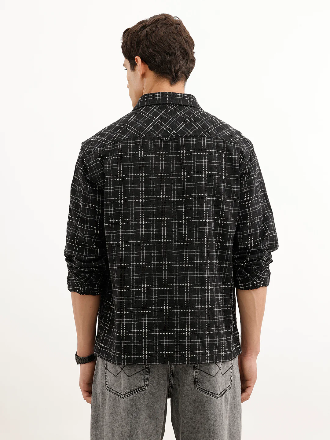 Comfort Fit Textured Double Pocket Shirt  | Black - Image 3