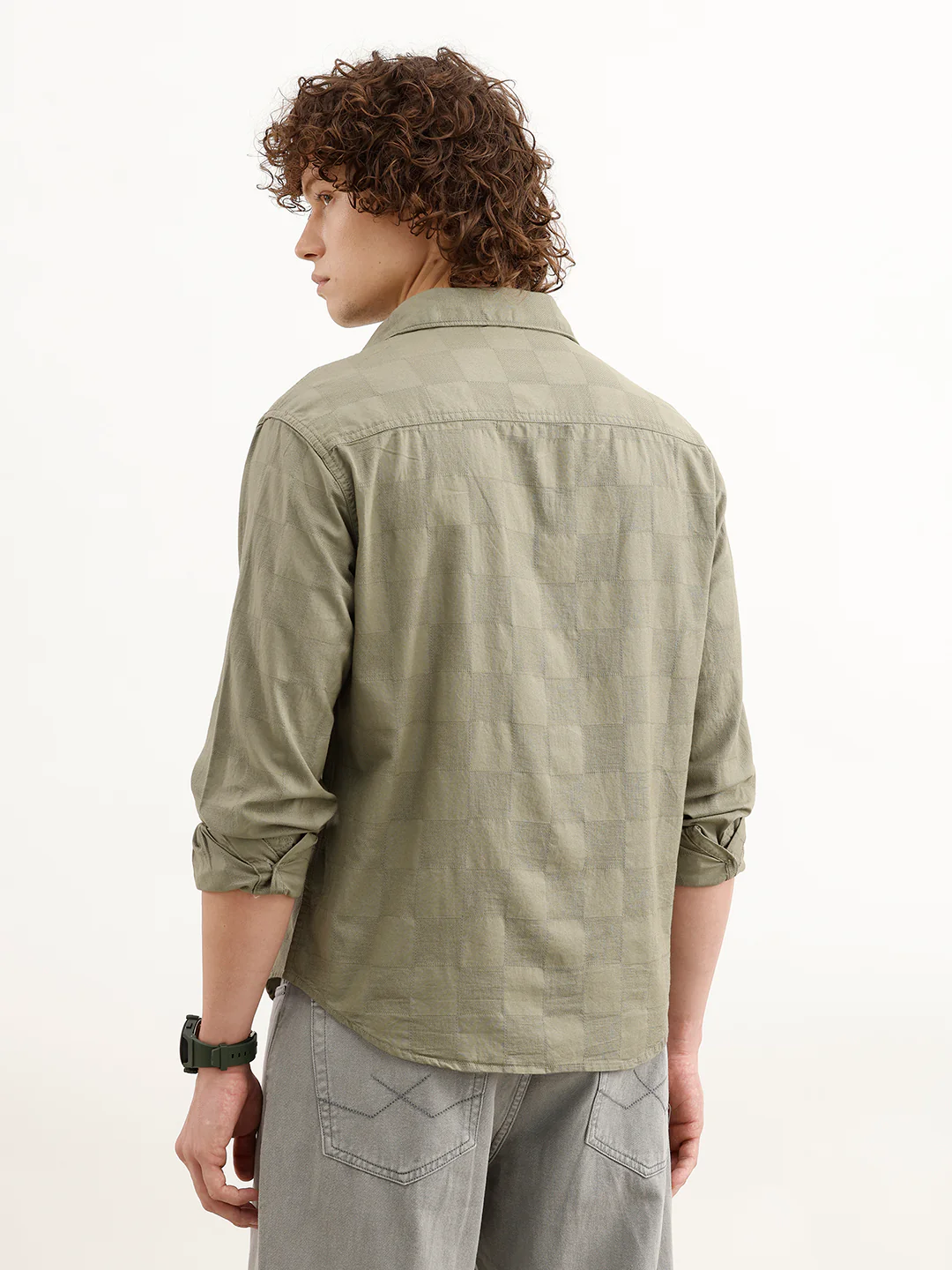 Comfort Fit Textured Shirt | Green - Image 3