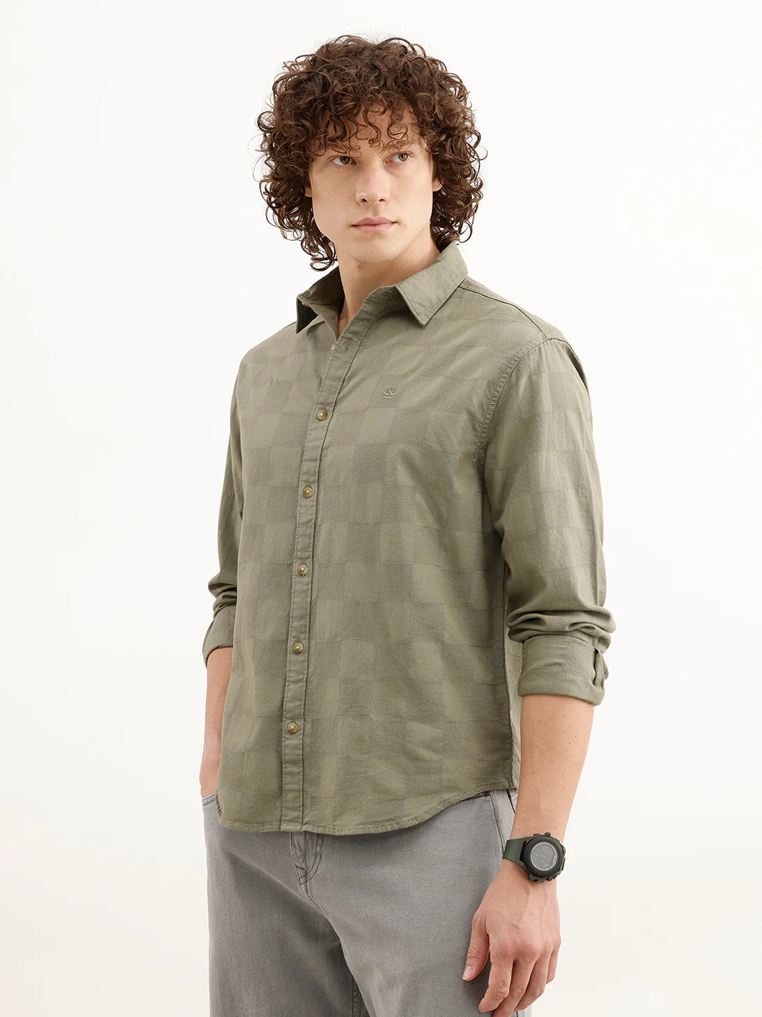 Comfort Fit Textured Shirt | Green - Image 4