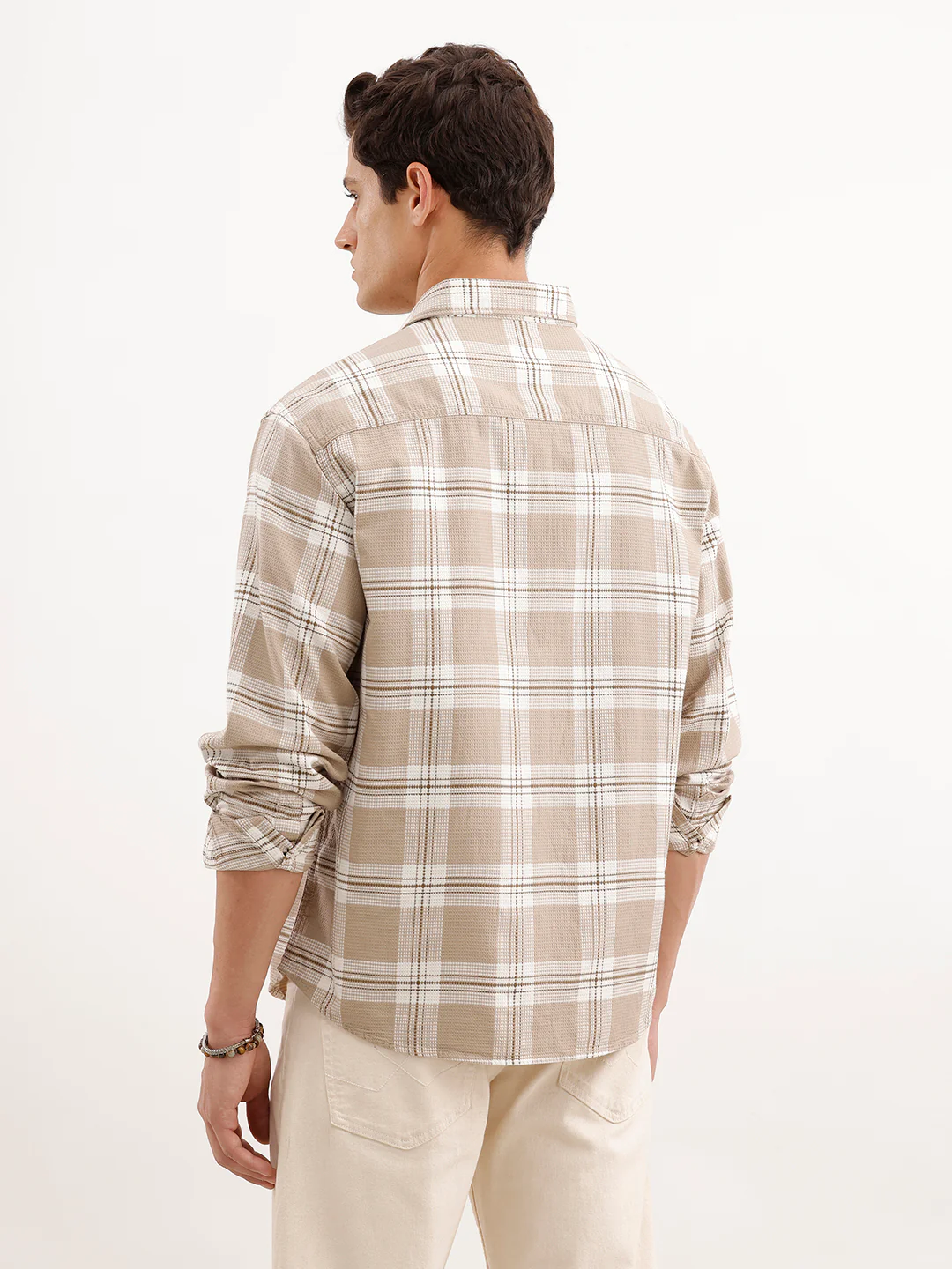 Comfort Fit Textured Shirt  | Khaki - Image 3