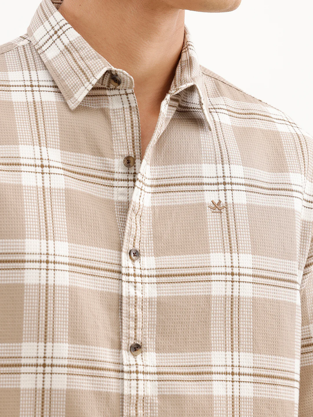 Comfort Fit Textured Shirt  | Khaki - Image 5
