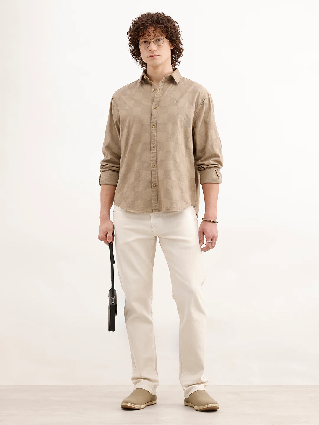 Comfort Fit Textured Shirt | Khaki - Image 2