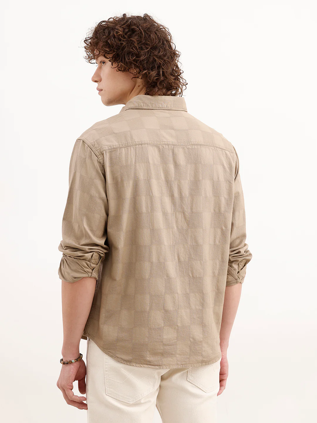 Comfort Fit Textured Shirt | Khaki - Image 3