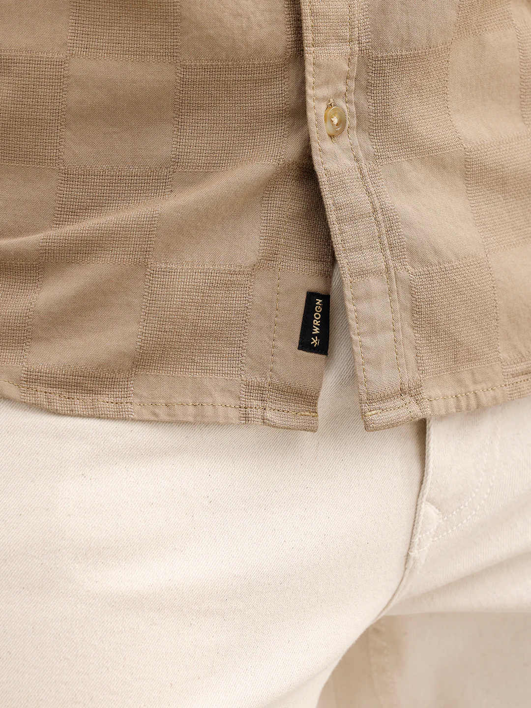 Comfort Fit Textured Shirt | Khaki - Image 5