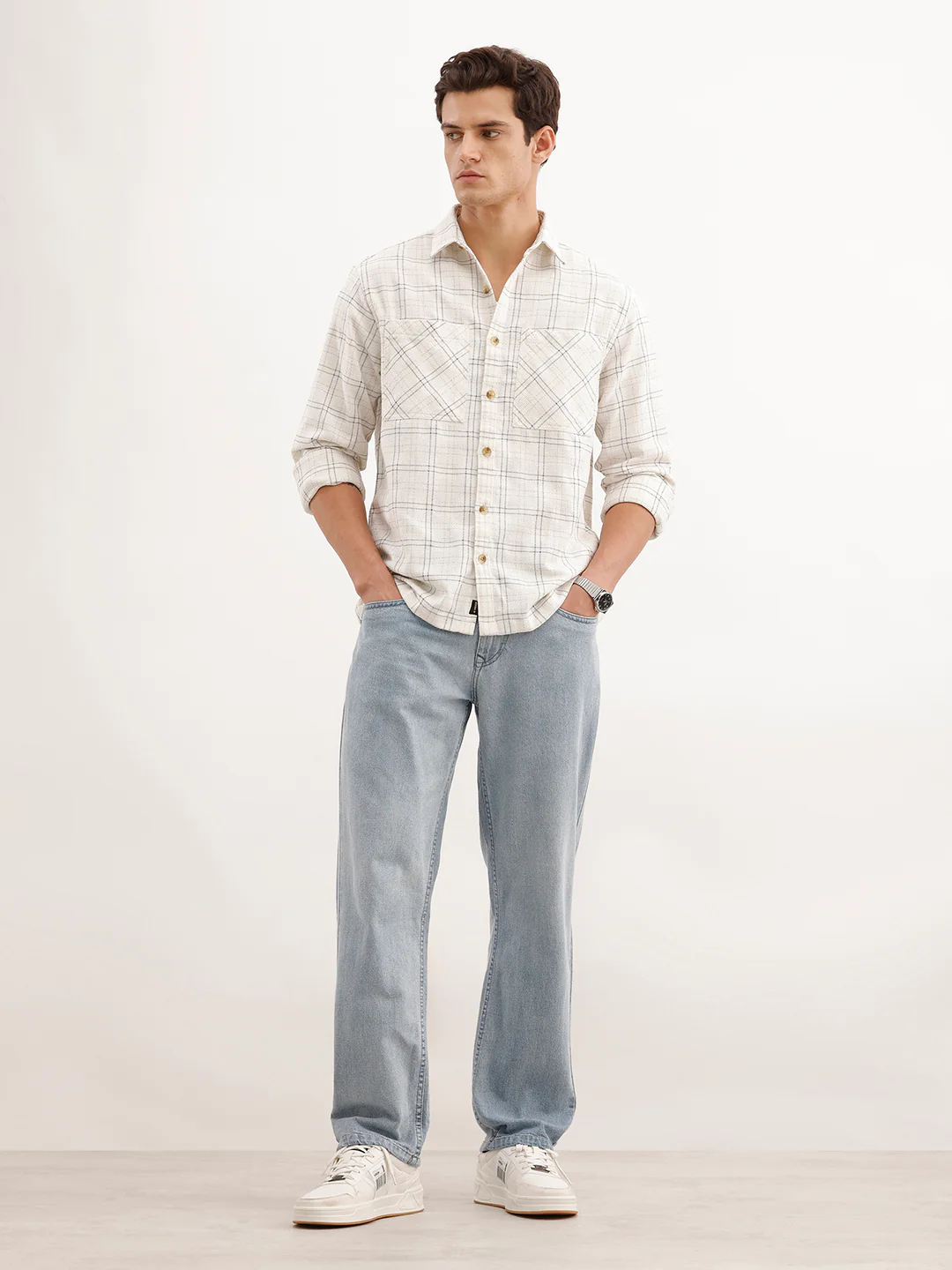 Comfort Fit Textured Shirt  | Off White - Image 2