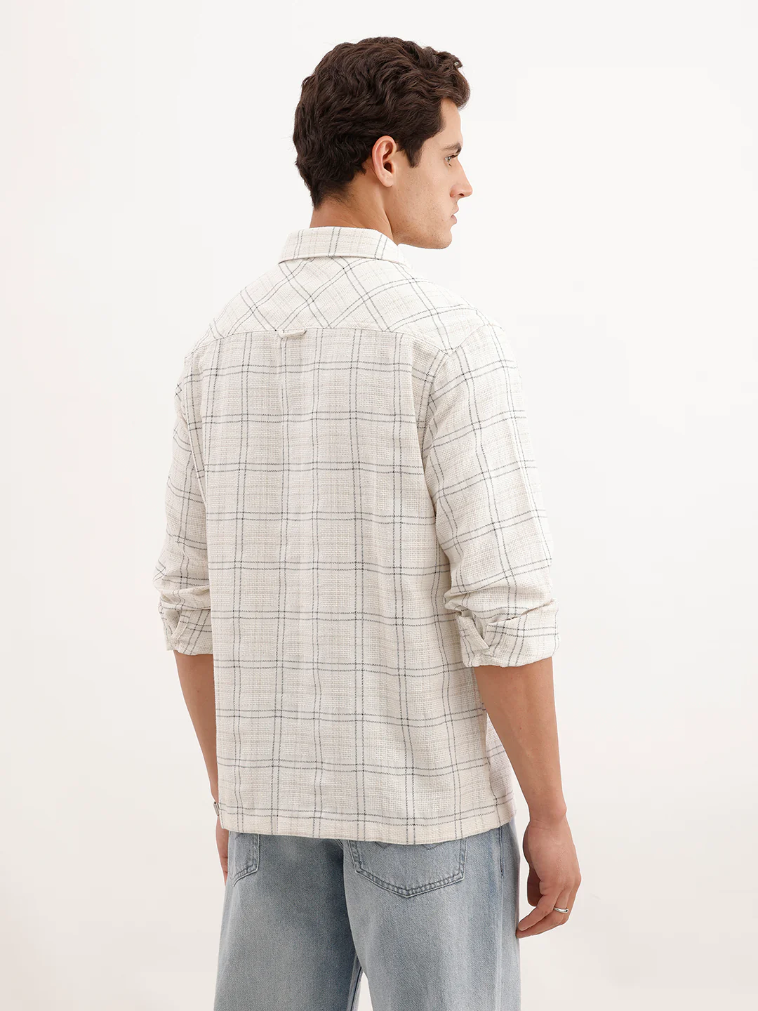 Comfort Fit Textured Shirt  | Off White - Image 3