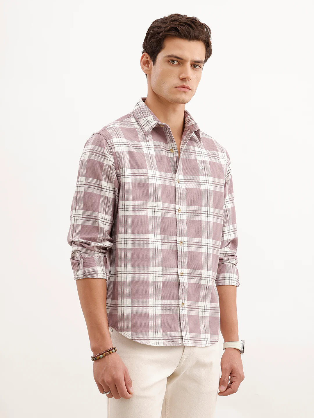 Comfort Fit Textured Shirt  | Pink - Image 4