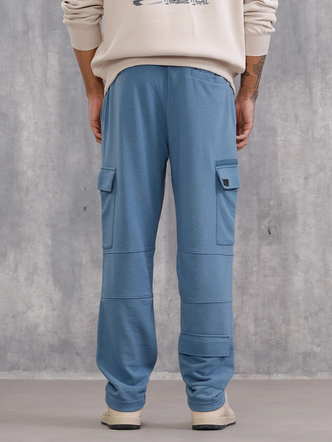 Comfort Fit Trackpants With Utility Cargo Pockets | Blue - Image 3