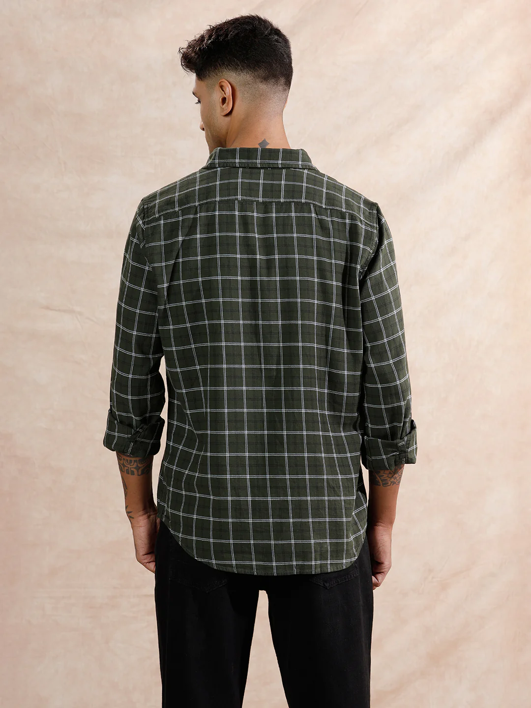 Contrast Checks Regular Fit Shirt | Green - Image 3