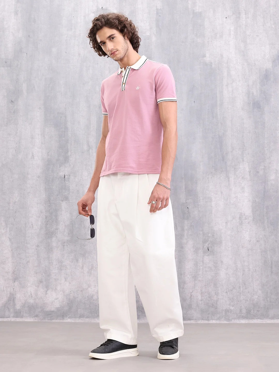 Contrast Collar Polo T-Shirt | Pink - Image 2