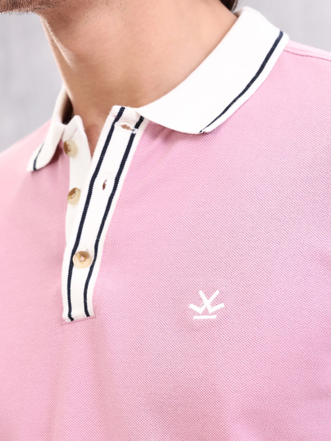 Contrast Collar Polo T-Shirt | Pink - Image 5