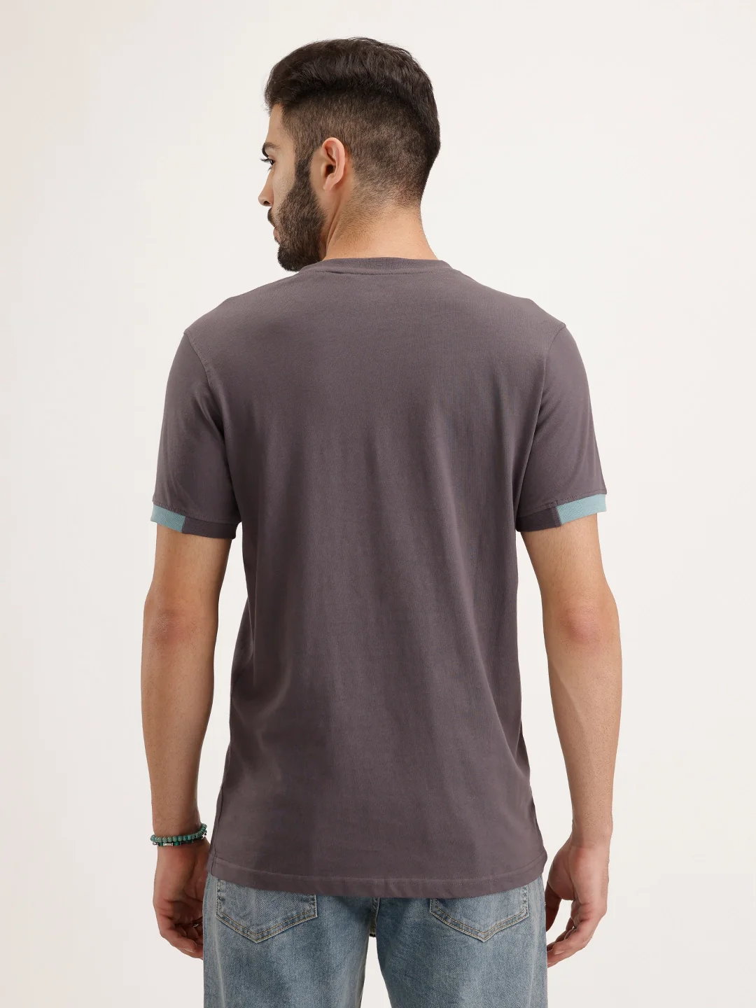 Contrast Collar Slim Fit T-Shirt | Dark Grey - Image 3
