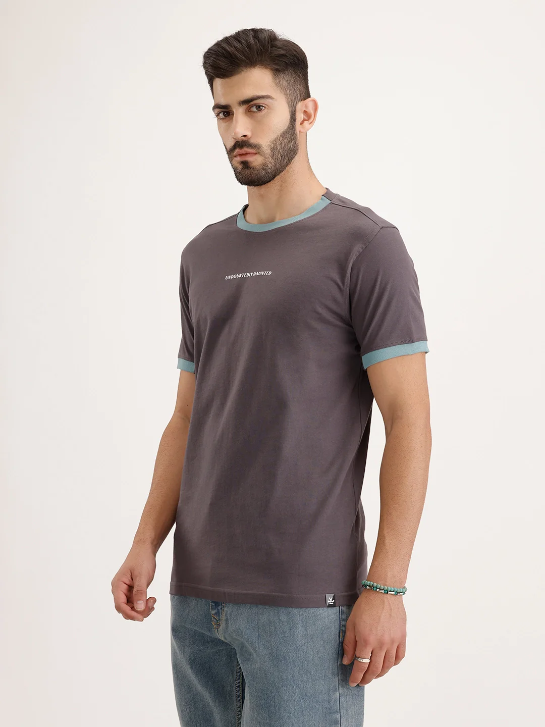 Contrast Collar Slim Fit T-Shirt | Dark Grey - Image 4