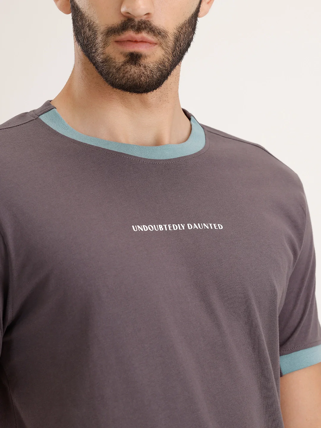 Contrast Collar Slim Fit T-Shirt | Dark Grey - Image 5