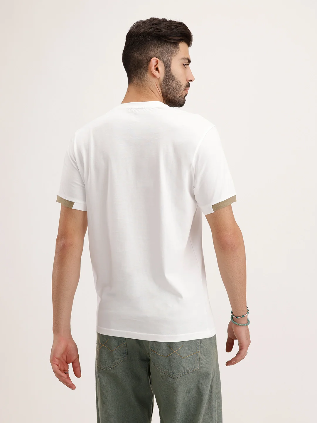 Contrast Collar Slim Fit T-Shirt | White - Image 3