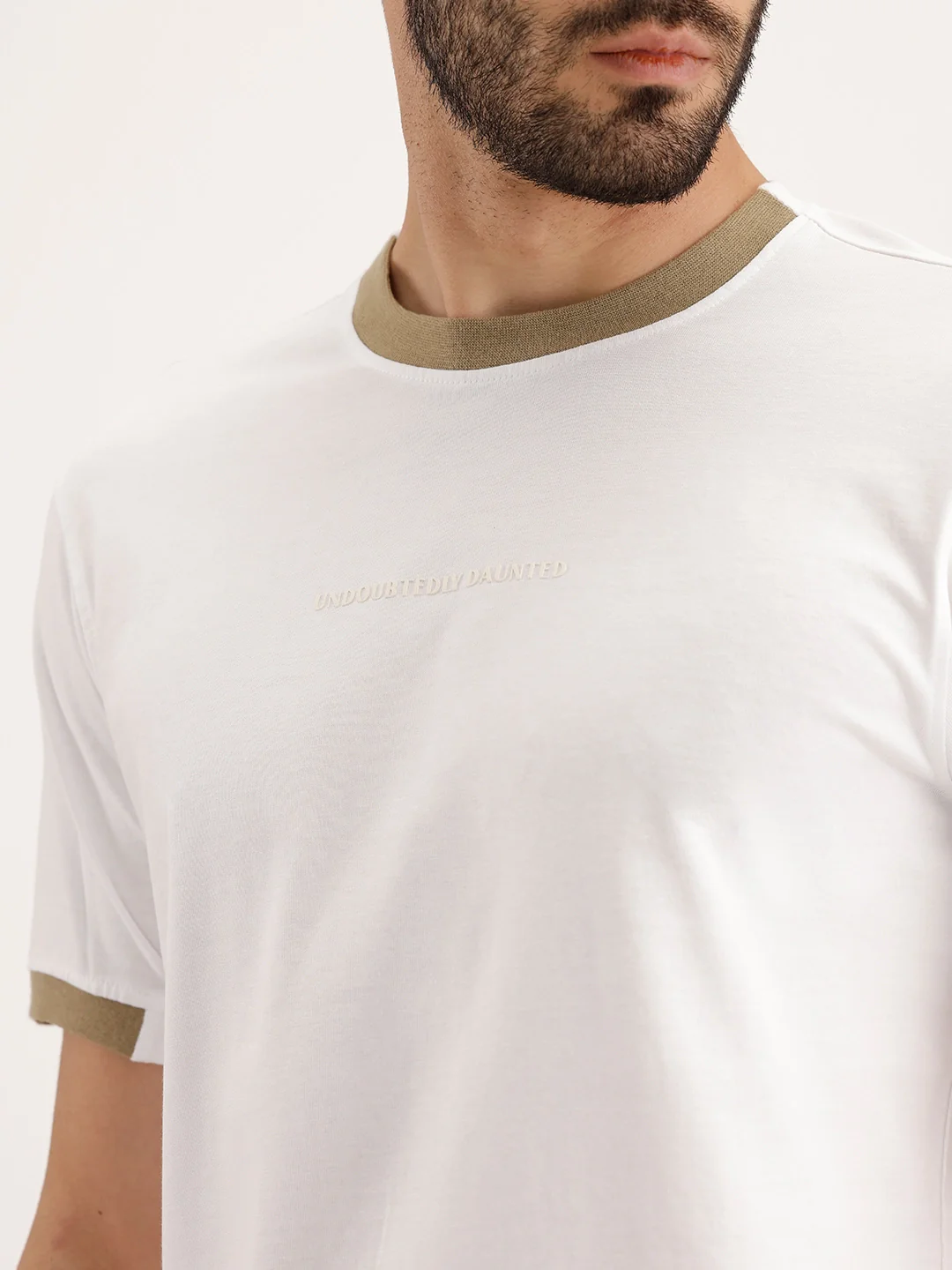 Contrast Collar Slim Fit T-Shirt | White - Image 5
