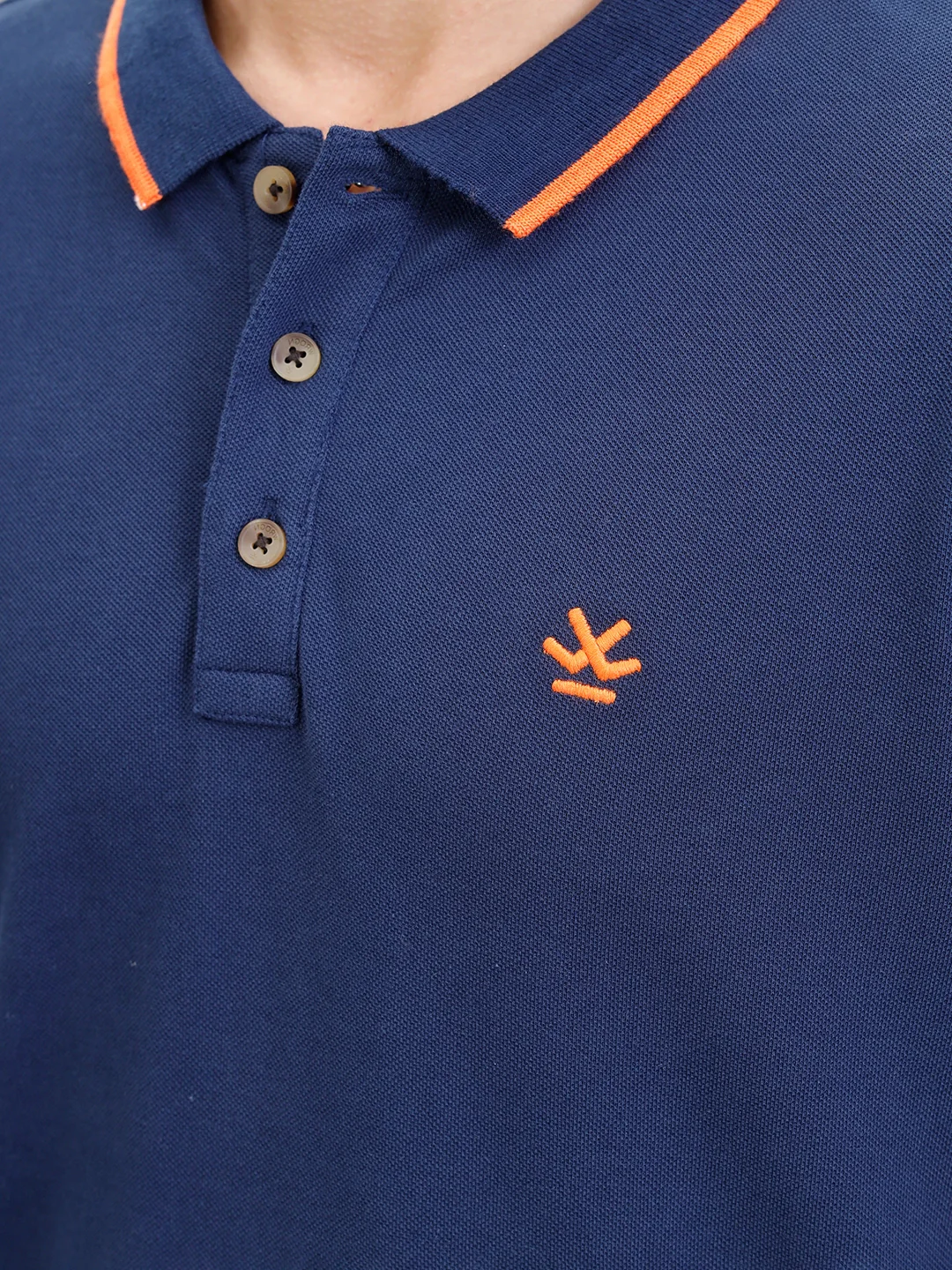 Contrast Collar Tipping Polo T-Shirt | Navy Blue - Image 4