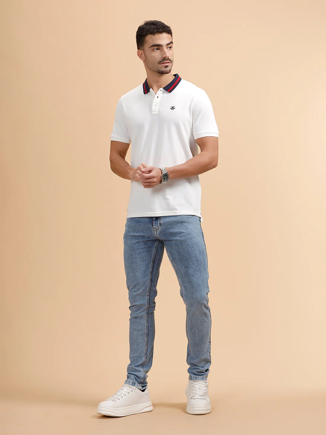 Contrast Details Regular Fit Polo T-Shirt | White - Image 2