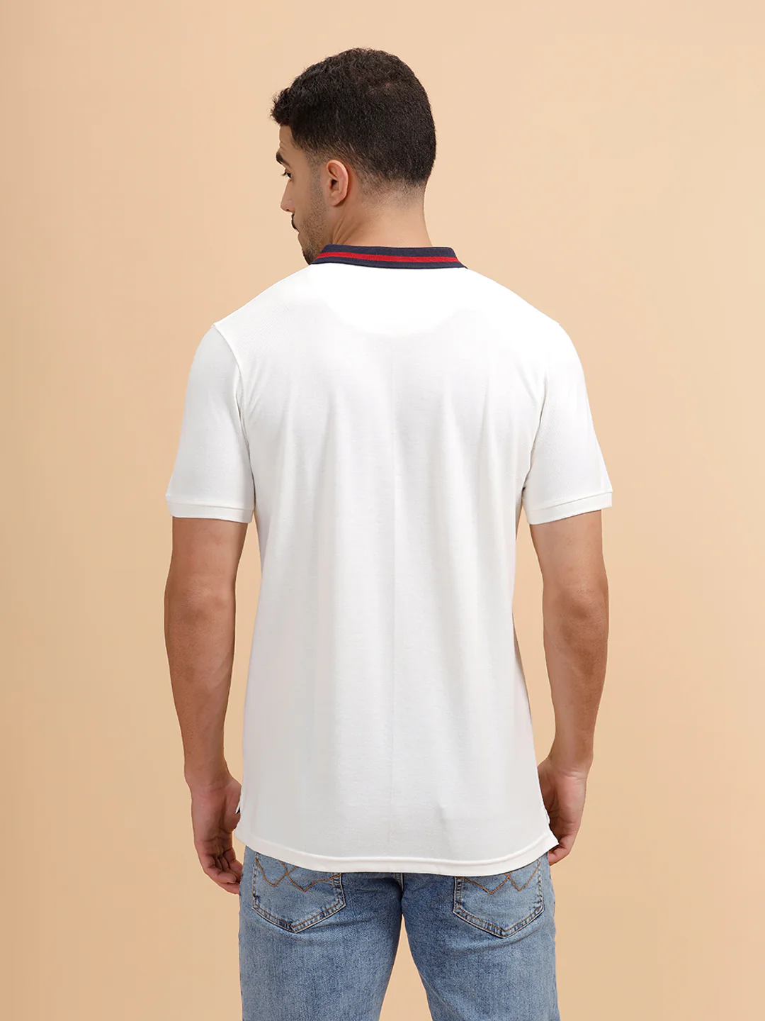 Contrast Details Regular Fit Polo T-Shirt | White - Image 3