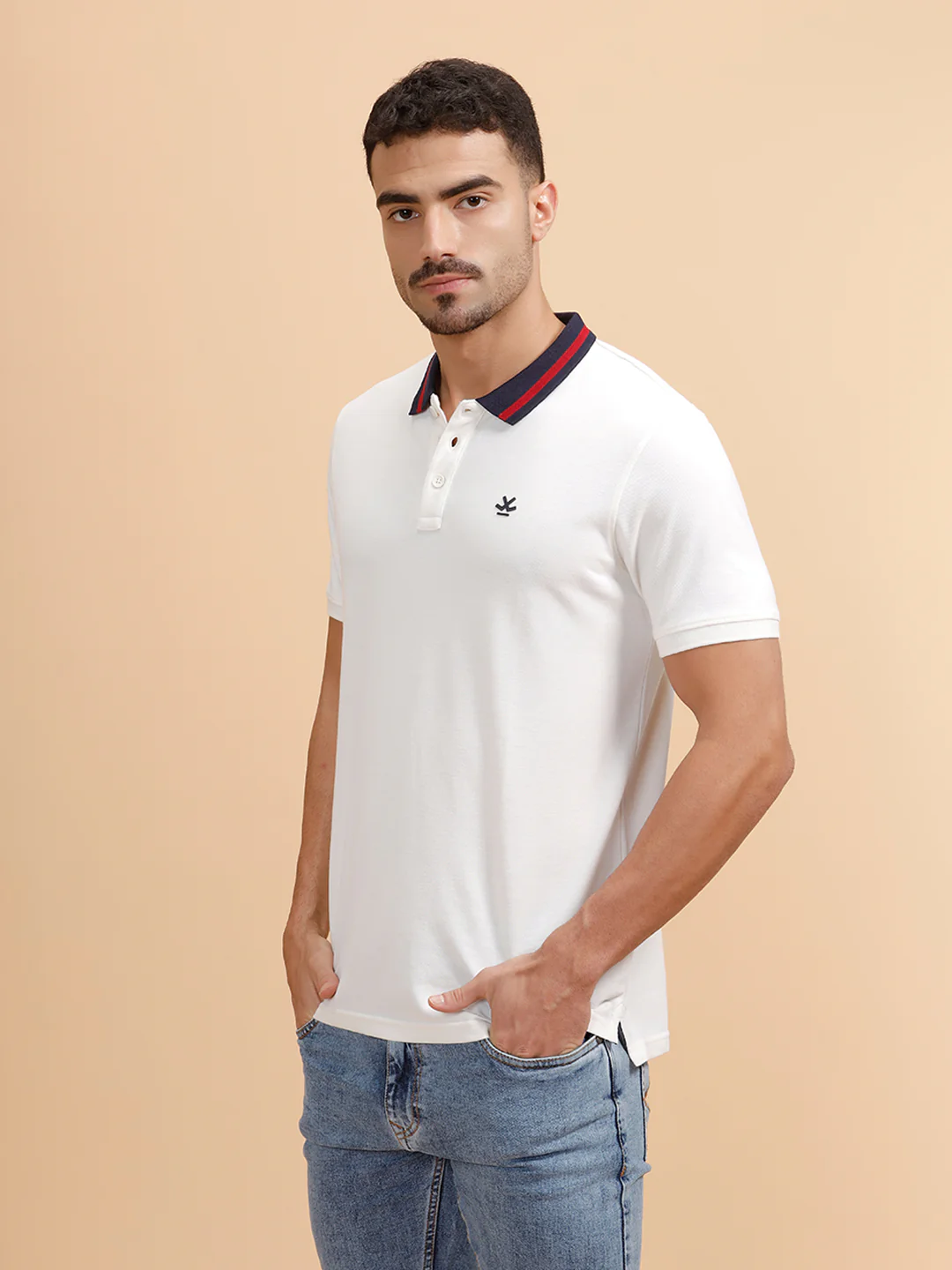Contrast Details Regular Fit Polo T-Shirt | White - Image 4