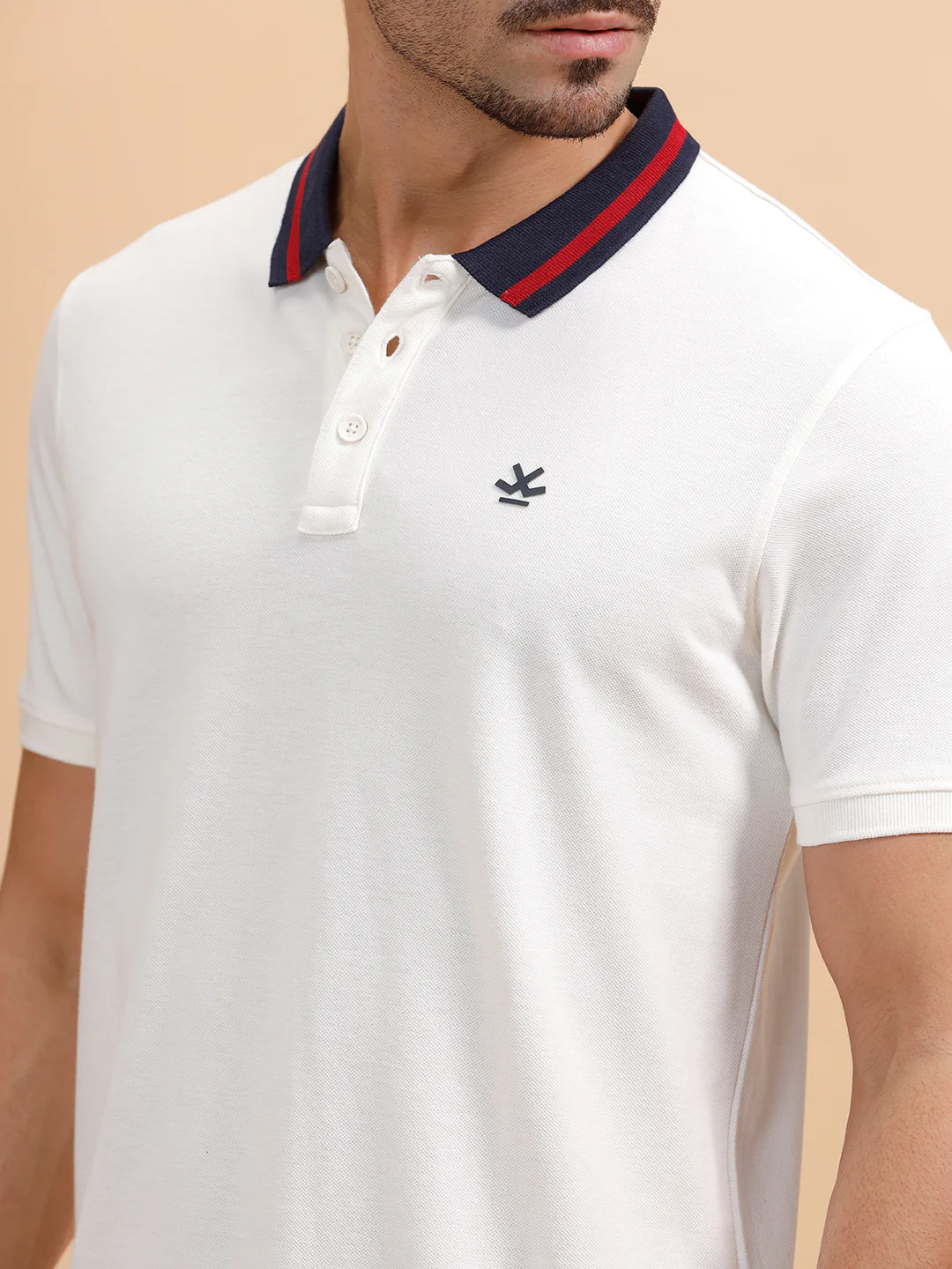 Contrast Details Regular Fit Polo T-Shirt | White - Image 5