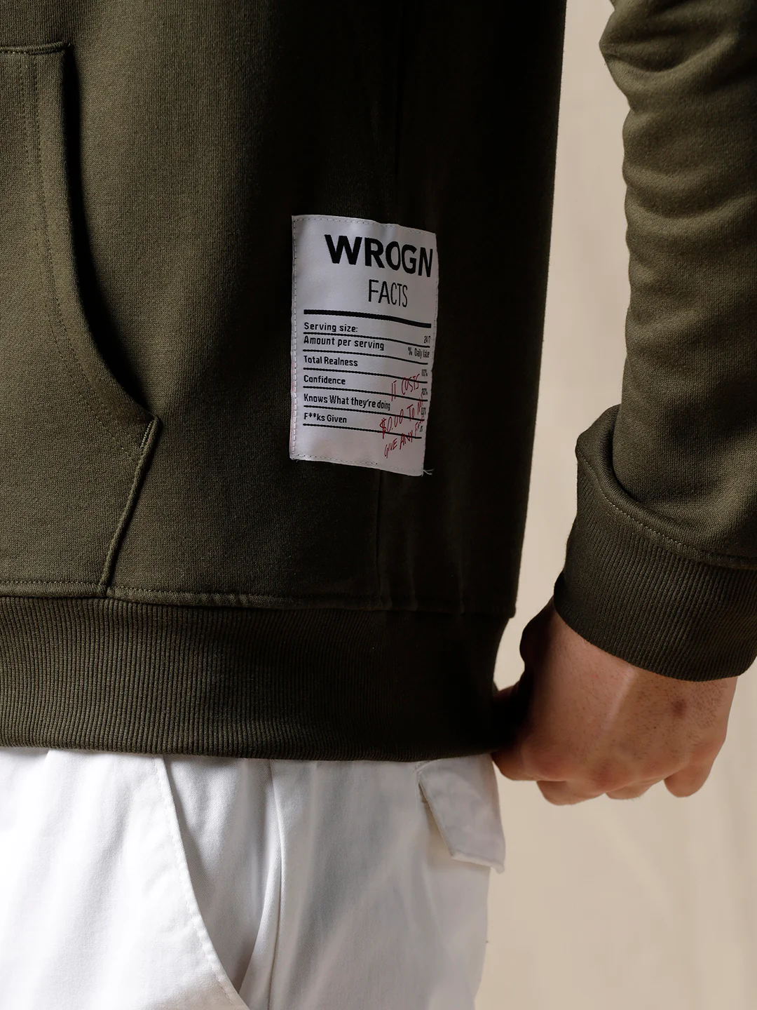 Contrast Full Zip Olive Hoodie - Image 7