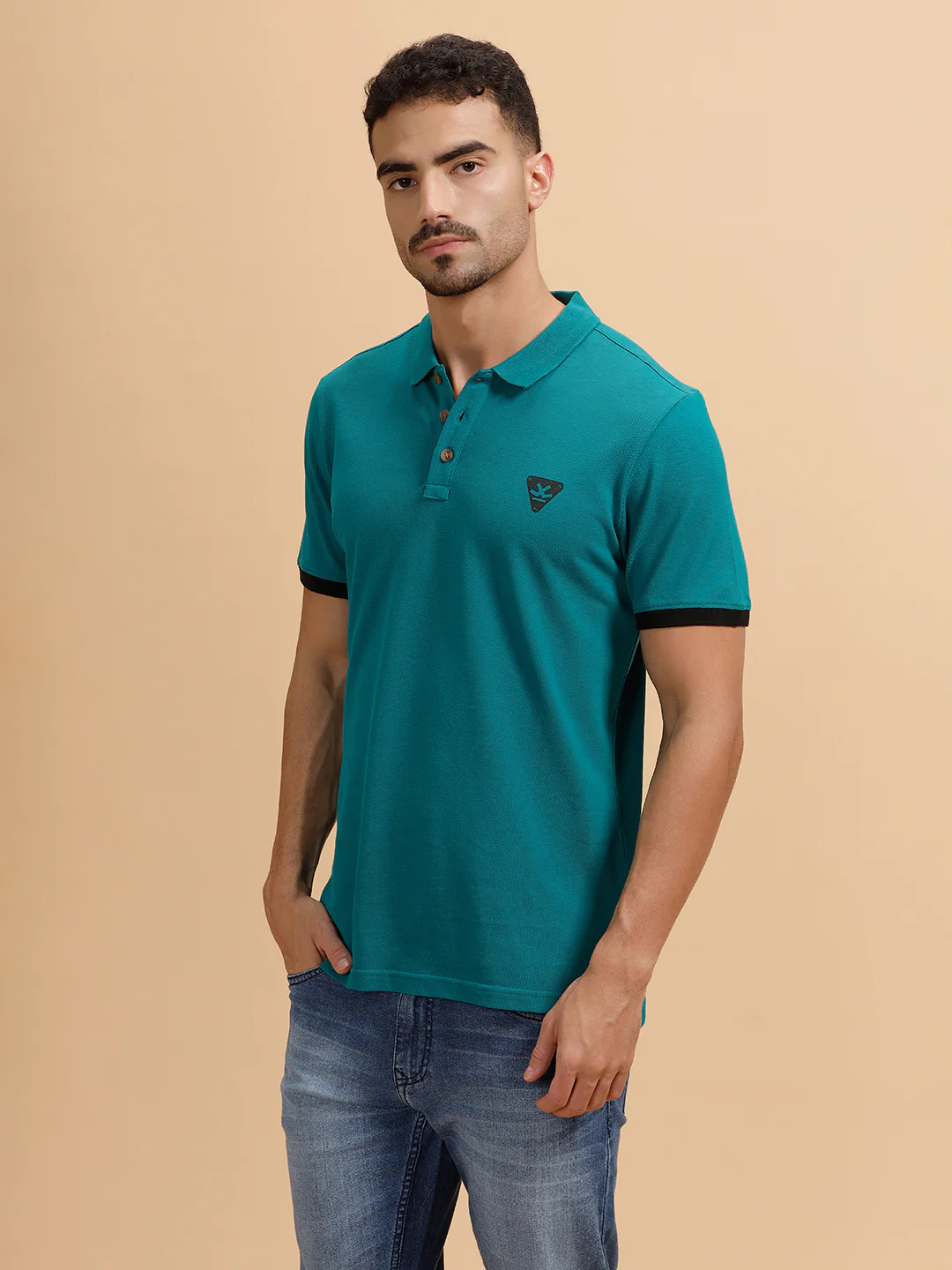 Contrast Sleeve Slim Fit T-Shirt | Teal - Image 4