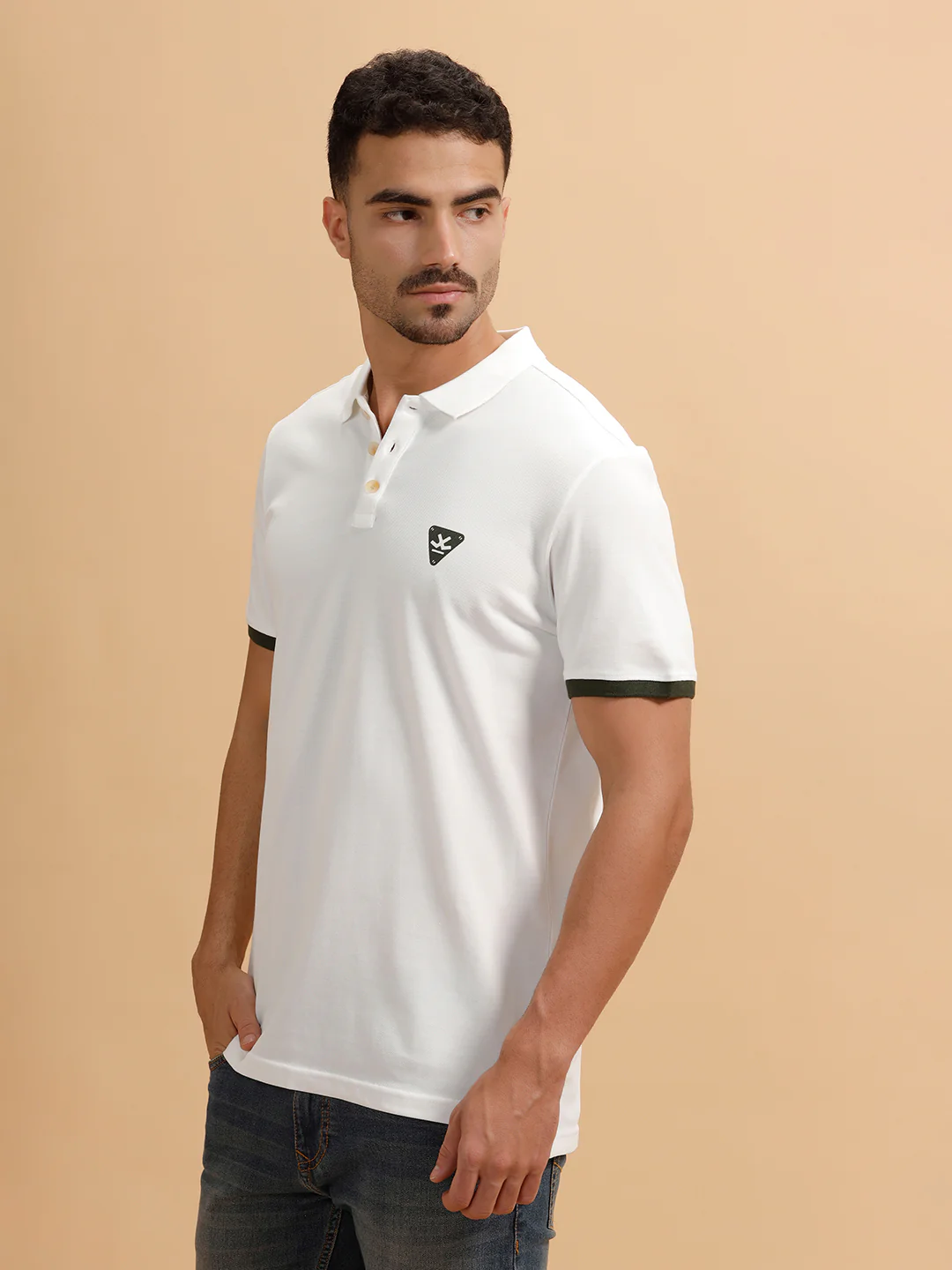 Contrast Sleeve Slim Fit T-Shirt | White - Image 4