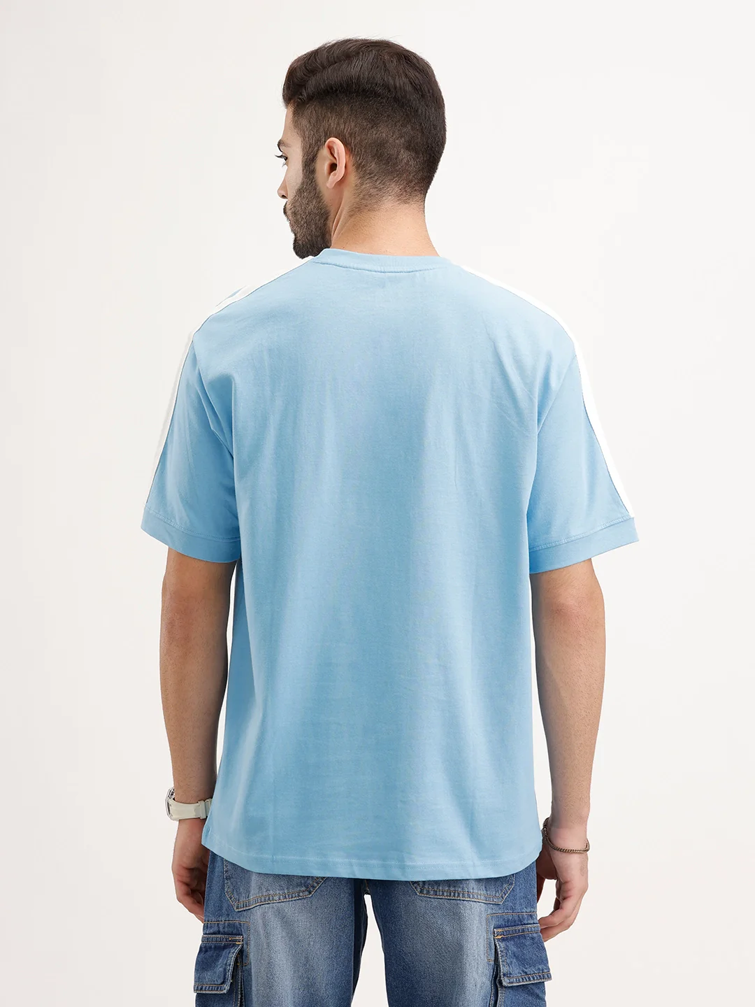 Contrast Sleeved Oversized T-Shirt | Blue - Image 3
