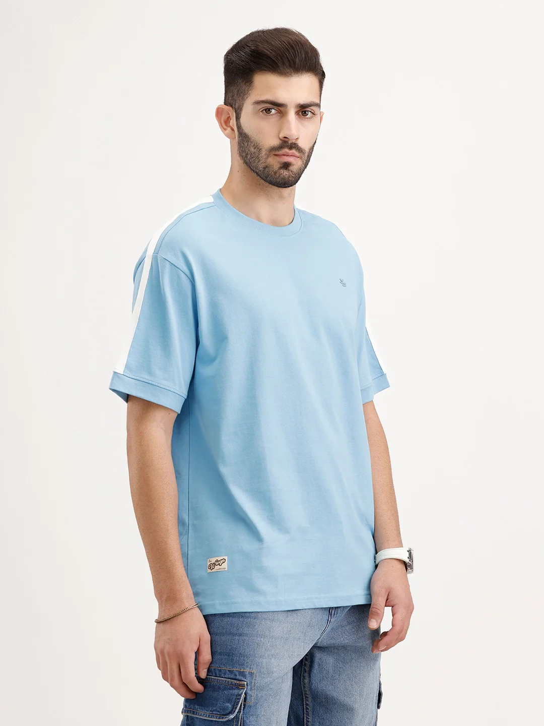 Contrast Sleeved Oversized T-Shirt | Blue - Image 4