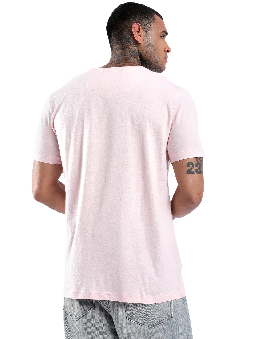 Coral Pink Logo Printed T-Shirt - Image 3