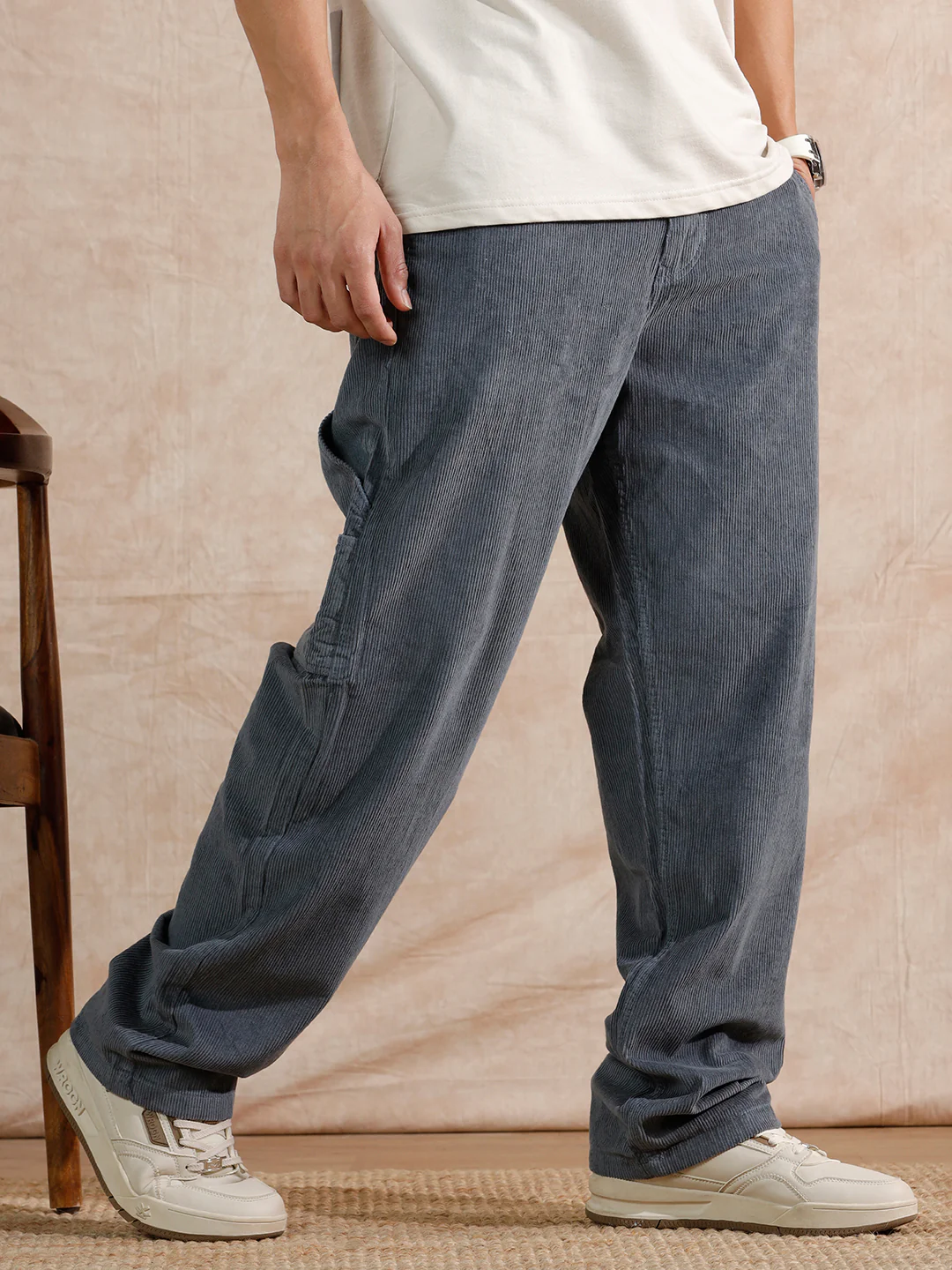 Corduroy Carpenter Loose Fit Trouser | Dark Blue - Image 4
