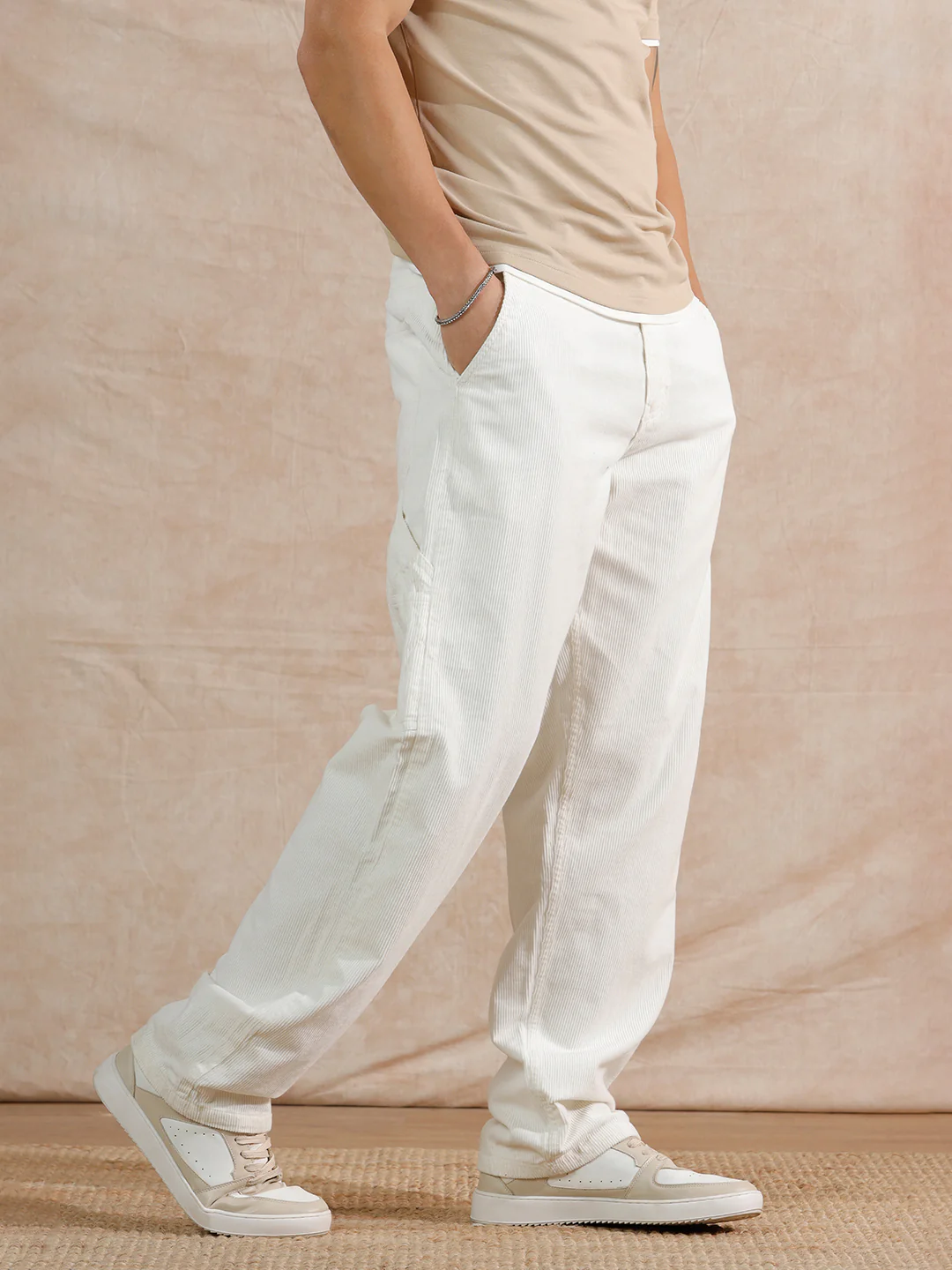 Corduroy Carpenter Loose Fit Trouser | Off White - Image 4