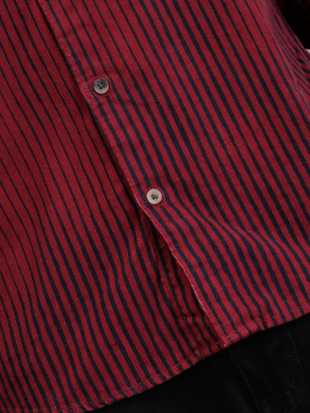 Corduroy Lenticular Stripe Print Shirt | Dark Maroon - Image 5