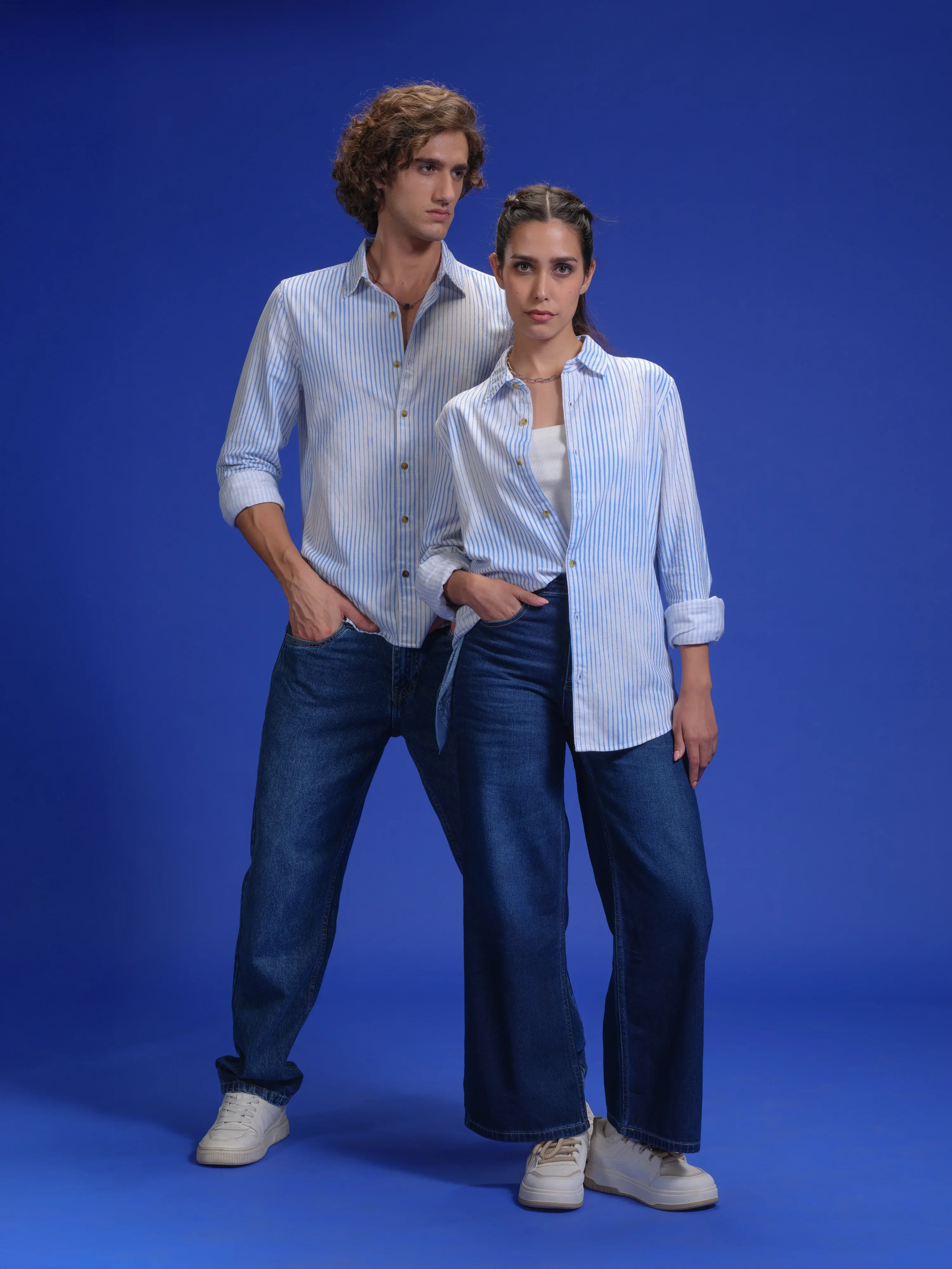 Corduroy Lenticular Stripe Print Shirt | White - Image 4