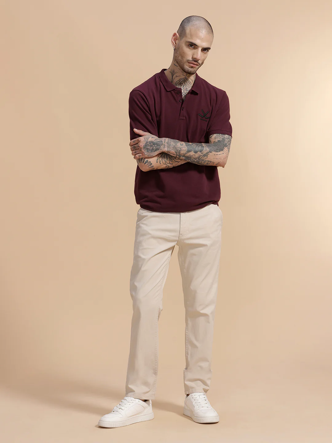 Cotton Blend Chino Trouser | Beige - Image 2