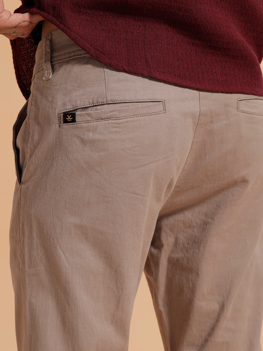 Cotton Blend Chino Trouser | Beige - Image 5