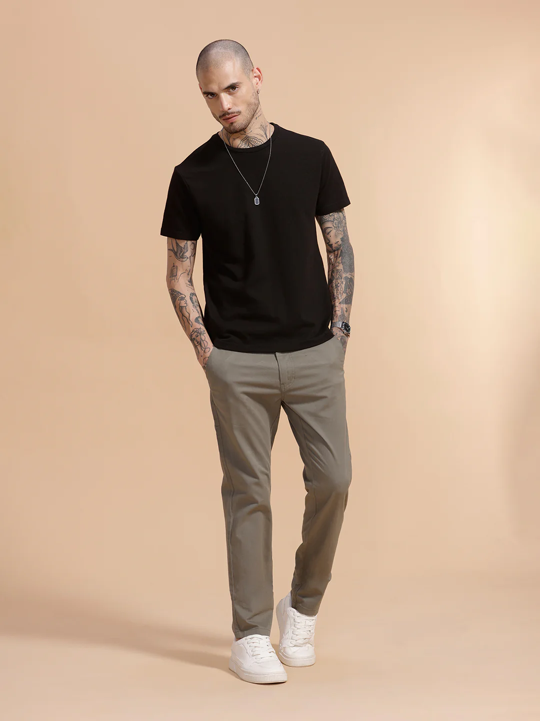 Cotton Blend Chino Trouser | Grey - Image 2