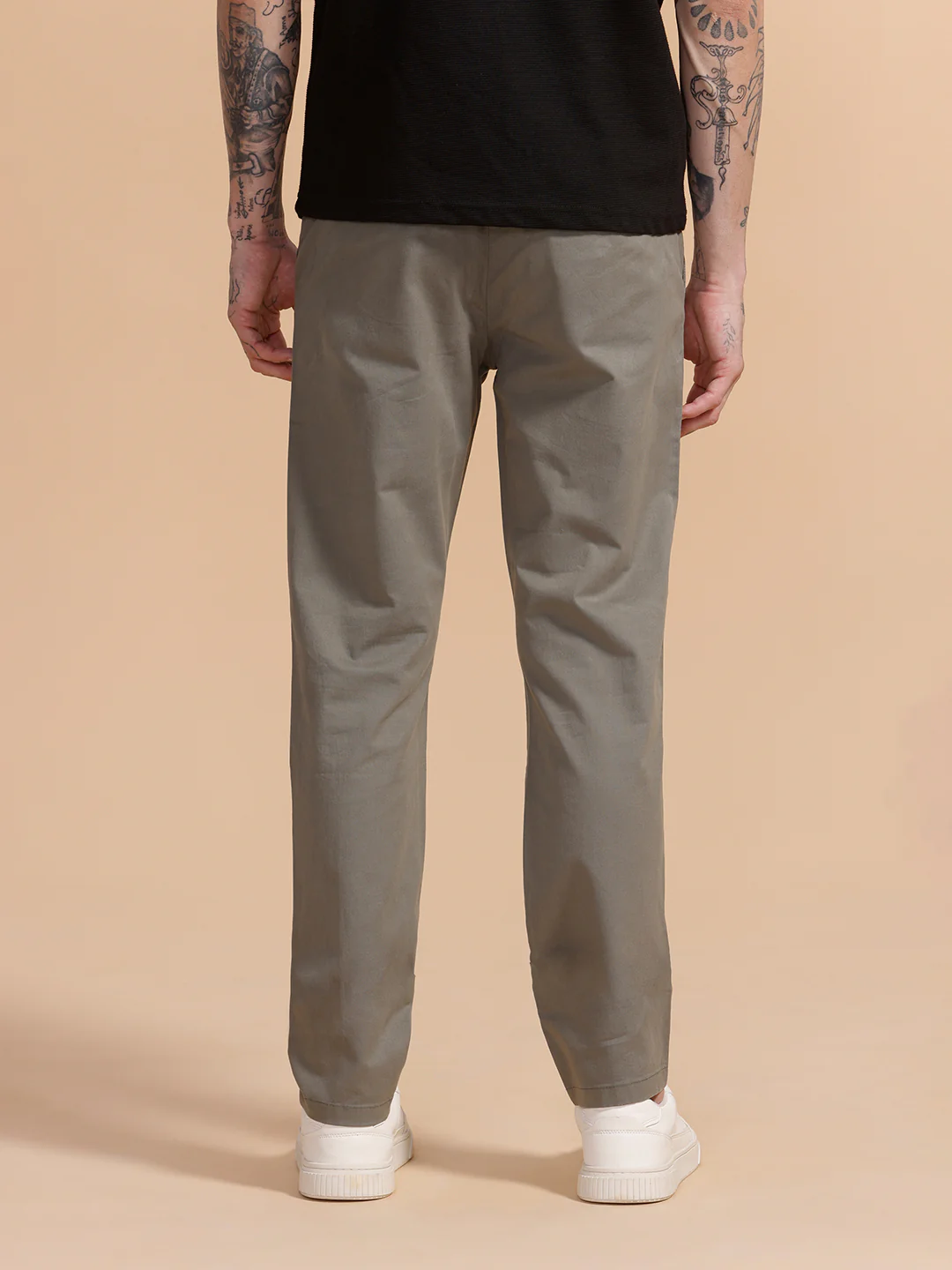 Cotton Blend Chino Trouser | Grey - Image 3