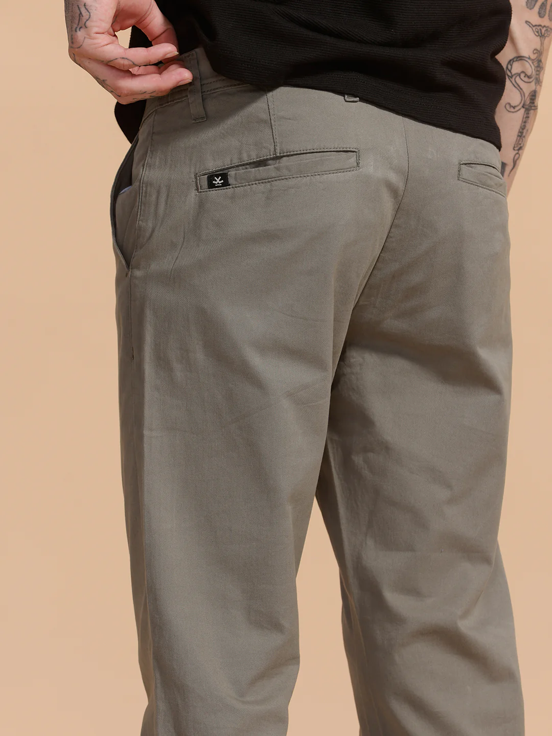 Cotton Blend Chino Trouser | Grey - Image 5