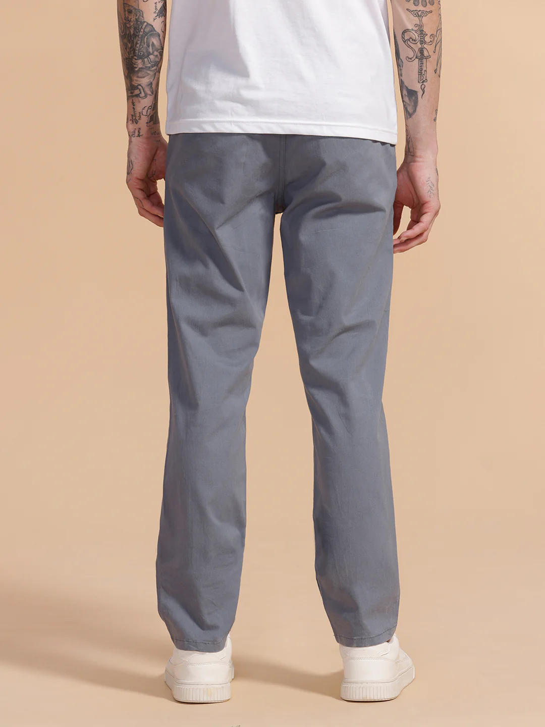 Cotton Blend Chino Trouser | Grey - Image 3