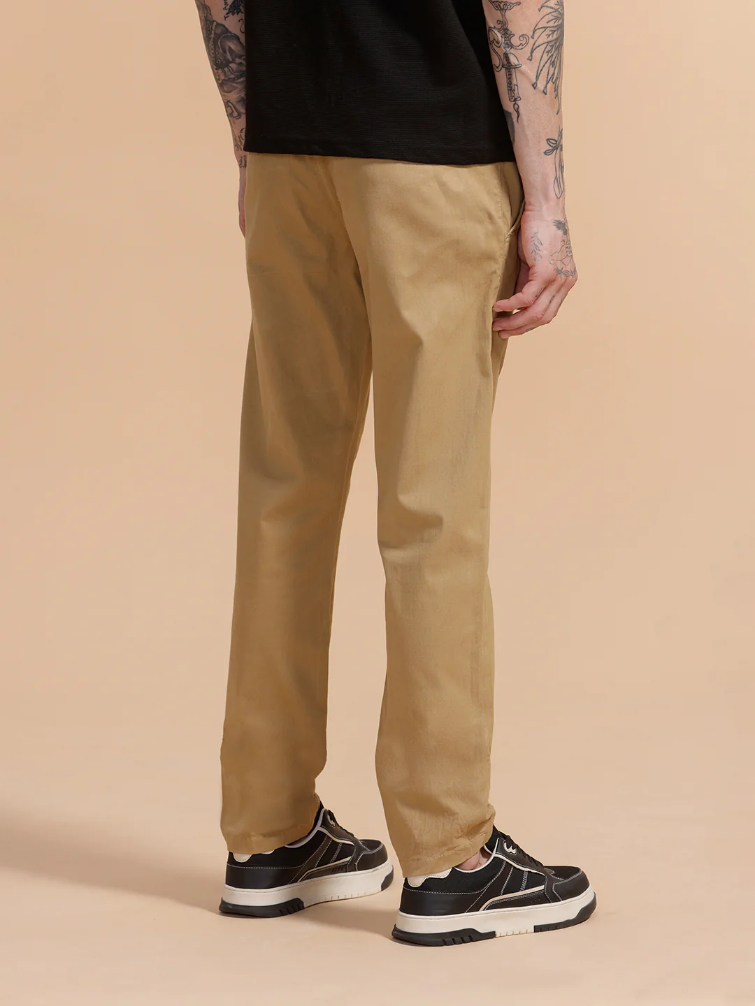 Cotton Blend Chino Trouser | Khaki - Image 3