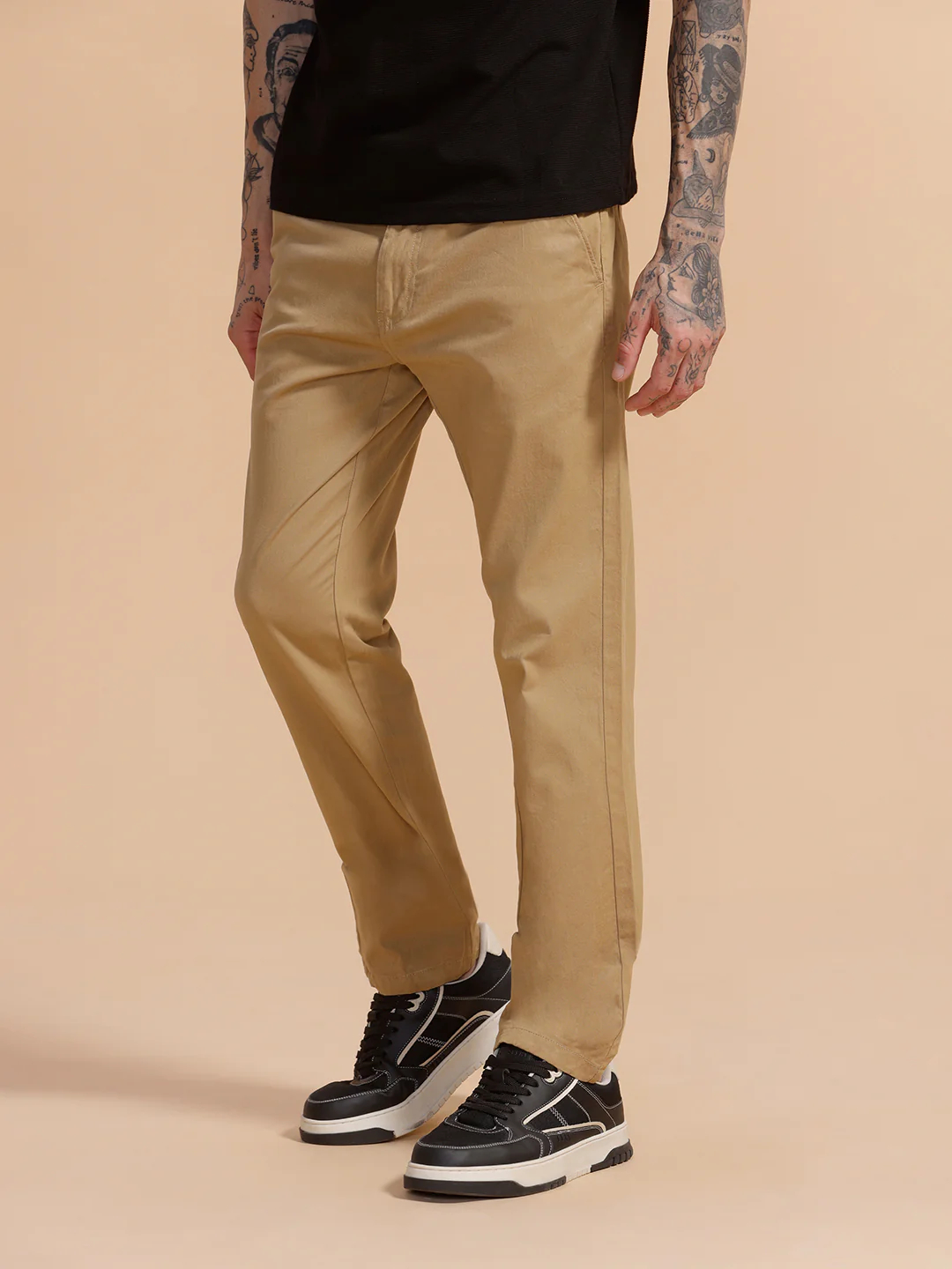Cotton Blend Chino Trouser | Khaki - Image 4