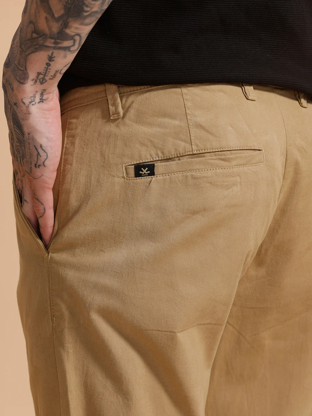 Cotton Blend Chino Trouser | Khaki - Image 5