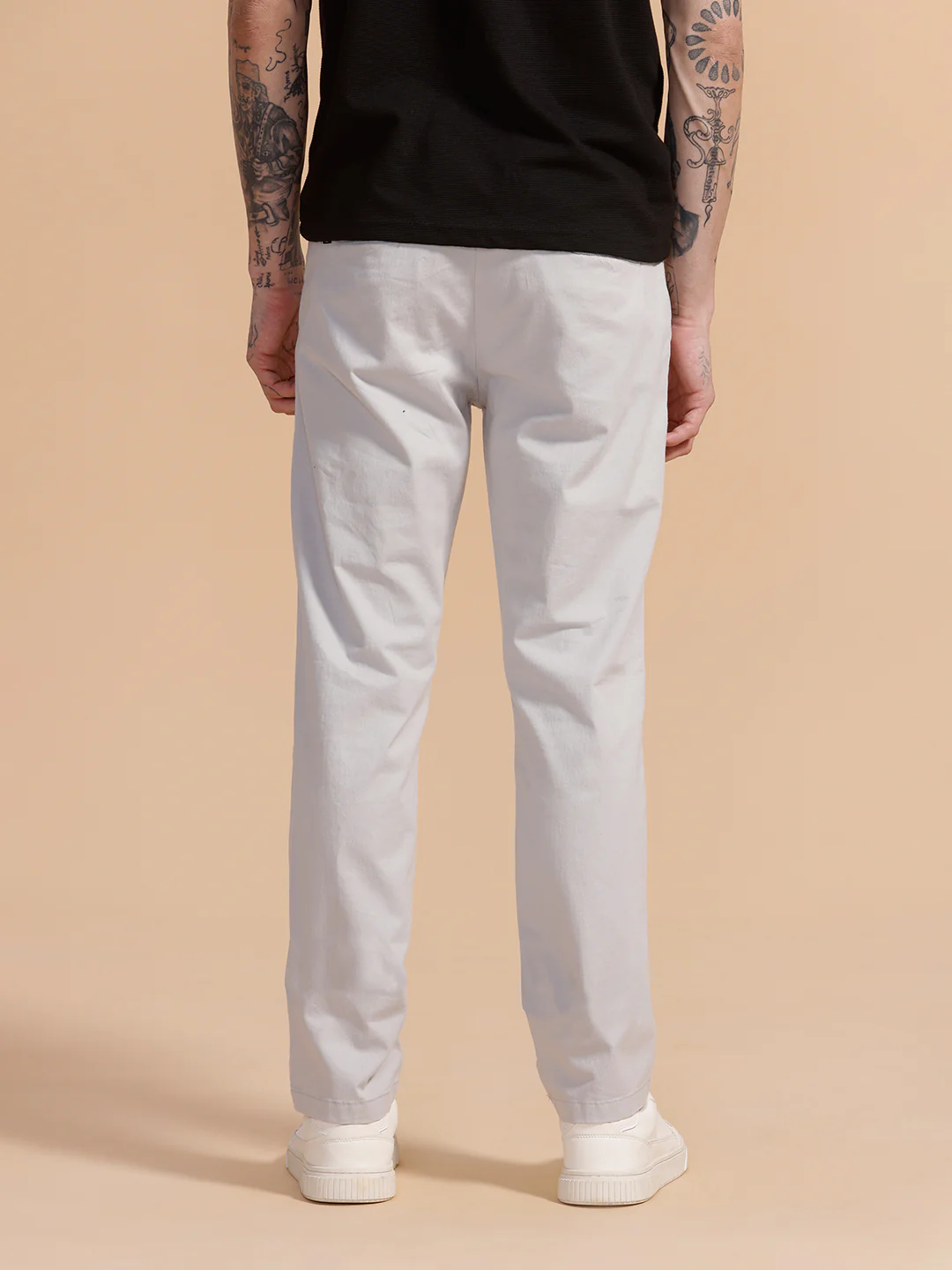 Cotton Blend Chino Trouser | Light Grey - Image 3