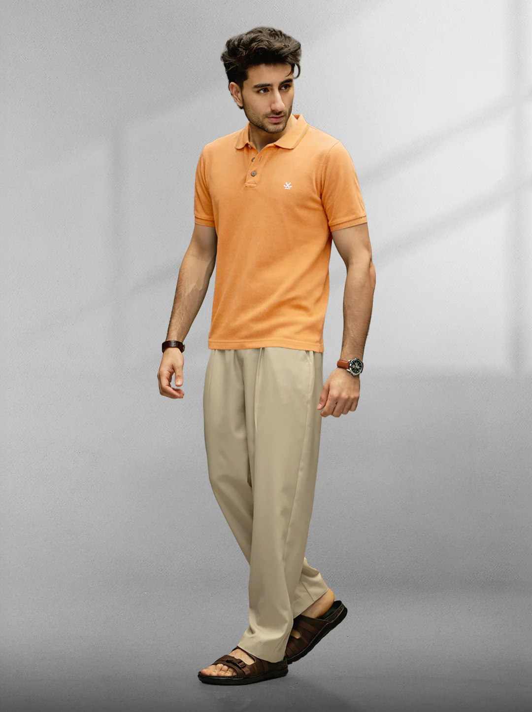 Cotton Blend Polo T-Shirt | Orange - Image 2