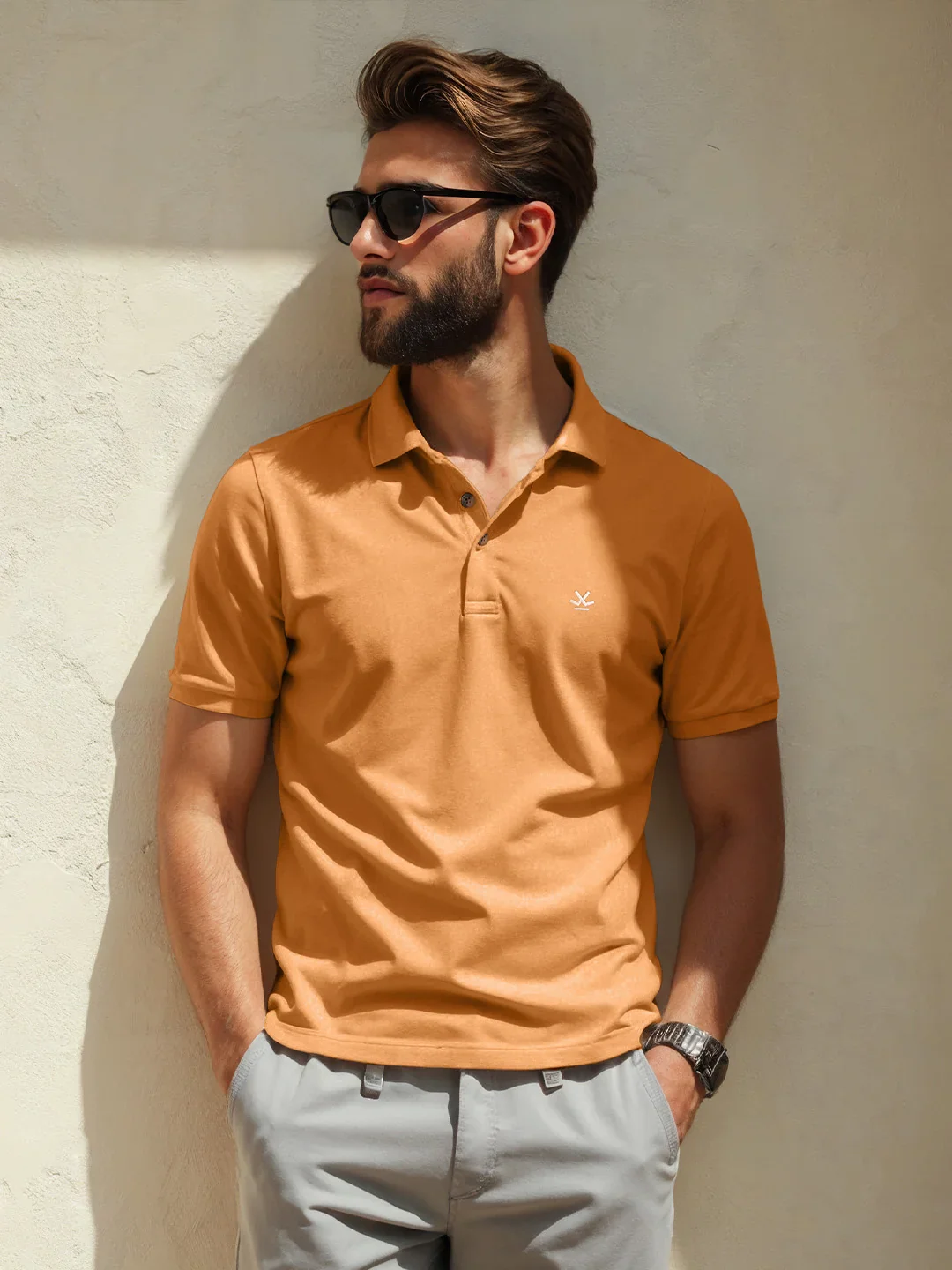 Cotton Blend Polo T-Shirt | Orange - Image 7