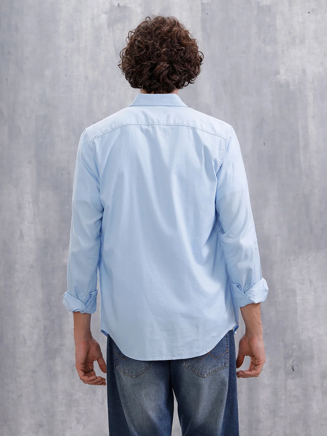 Cotton Dobby Slim Fit Shirt | Light Blue - Image 3