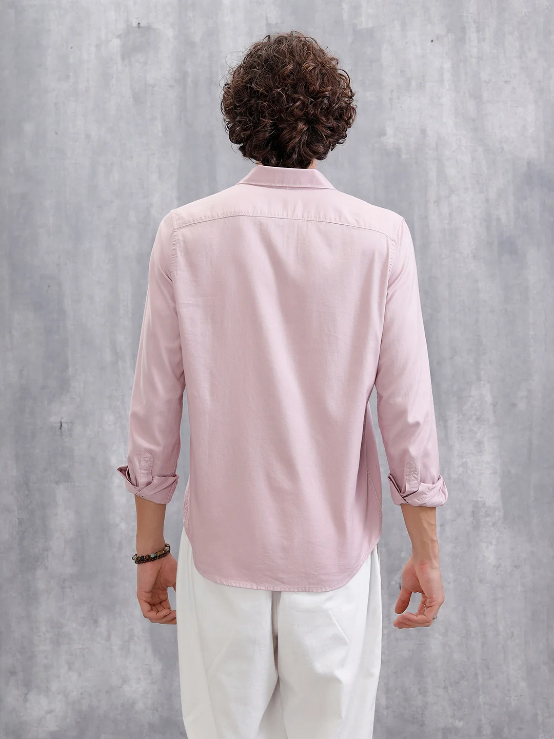 Cotton Dobby Slim Fit Shirt | Pink - Image 3
