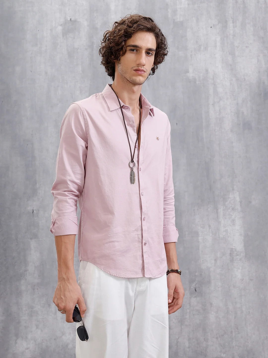 Cotton Dobby Slim Fit Shirt | Pink - Image 4